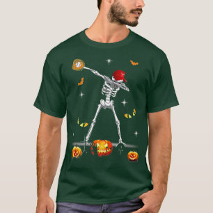 Funny Skeleton Dabbing Halloween Men Boys Baseball T-Shirt