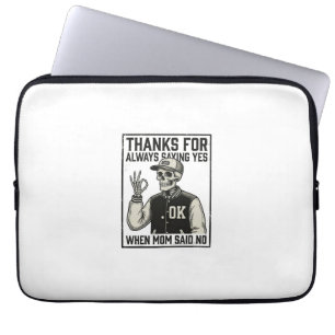 Funny Skeleton Dad Saying Yes Vintage Shirt Design Laptop Sleeve