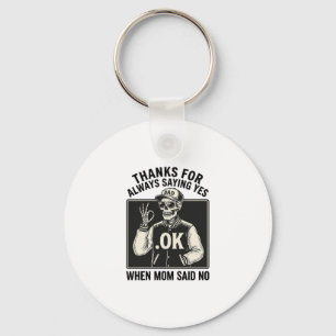 Funny Skeleton Dad Saying Yes Vintage T-Shirt Desi Key Ring
