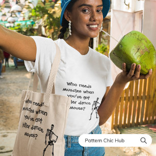 Funny Skeleton Dance Modern Elegant Halloween Vibe Tote Bag