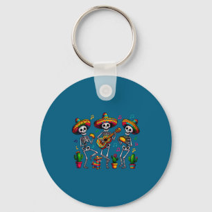 Funny skeleton dancing cinco de mayo taco mexican key ring