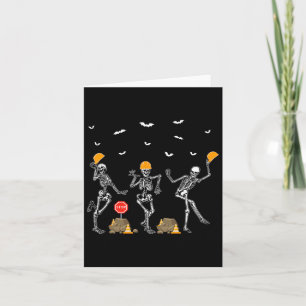 Funny Skeleton Dancing Construction Worker Costume Card