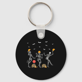Funny Skeleton Dancing Construction Worker Costume Key Ring
