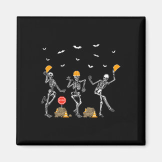 Funny Skeleton Dancing Construction Worker Costume Magnet