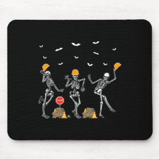 Funny Skeleton Dancing Construction Worker Costume Mouse Pad