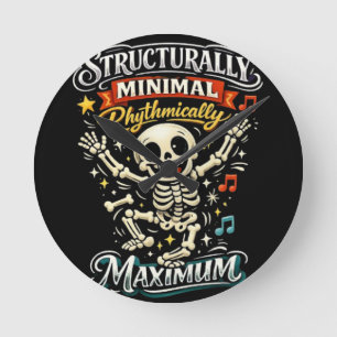 Funny Skeleton Dancing Halloween Round Clock