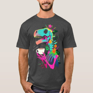 Funny Skeleton Dinosaur Costume Goth Men Women Hal T-Shirt