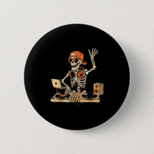 Funny Skeleton Dj Halloween Costume Music Lovers M 6 Cm Round Badge
