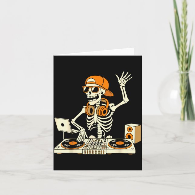 Funny Skeleton Dj Halloween Costume Music Lovers M Card (Front)