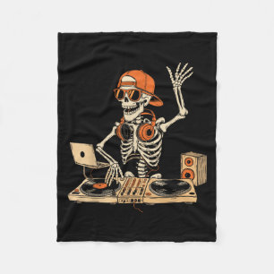 Funny Skeleton Dj Halloween Costume Music Lovers M Fleece Blanket