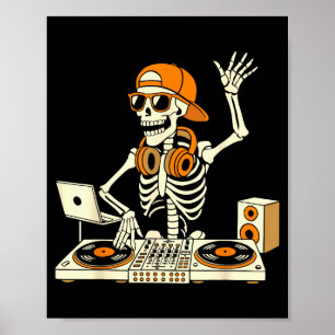 Funny Skeleton Dj Halloween Costume Music Lovers M Poster