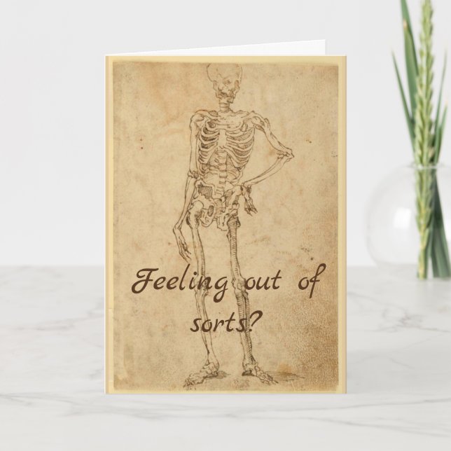 Funny Skeleton Drawing Get Well Card (Front)