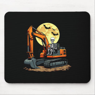 Funny Skeleton Driving Excavator Halloween Constru Mouse Pad