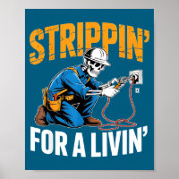 Funny Skeleton Electrician N For A Livin 