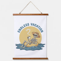 Funny Skeleton "Endless Vacation" Retro Dark Humou