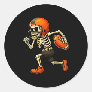 Funny Skeleton Football Halloween Costume For Men Classic Round Sticker