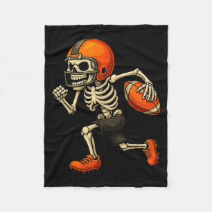 Funny Skeleton Football Halloween Costume For Men Fleece Blanket