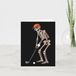 Funny Skeleton Golf Player Golfer Men Dad Hallowee Card