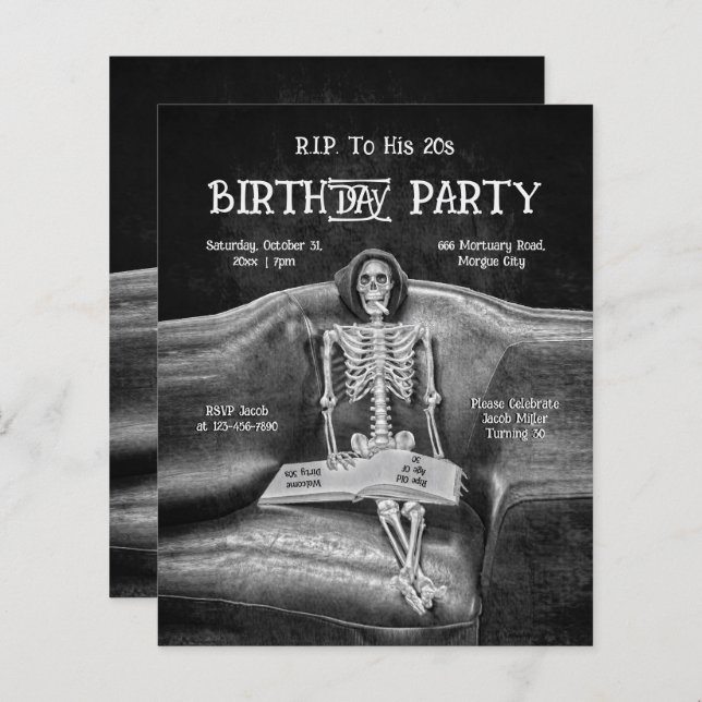 Funny Skeleton Gothic RIP To His 20s Budget (Front/Back)