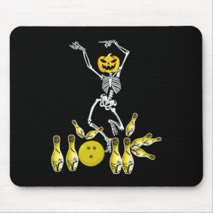 Funny Skeleton Halloween Bowling Shirt Bowler Gift Mouse Pad