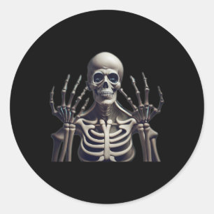 Funny Skeleton Halloween For Mens Womens Kids Classic Round Sticker