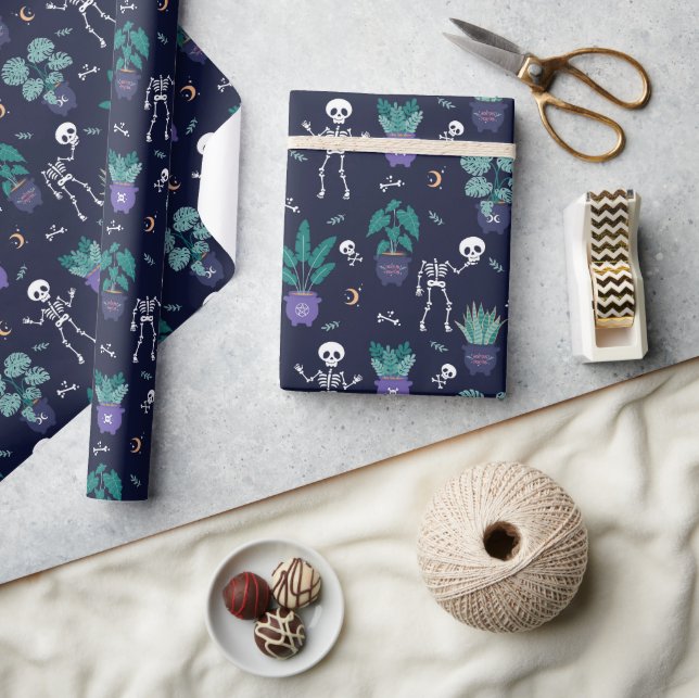Funny Skeleton Halloween Hocus Pocus witches Wrapping Paper (Crafts)