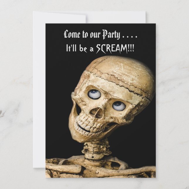 Funny Skeleton Halloween Party Invitation (Front)