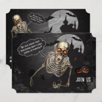 Funny Skeleton Halloween Party Invitation