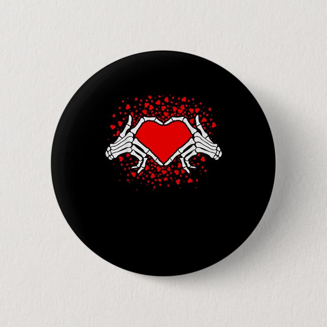 Funny Skeleton Hand Heart Valentines Day 6 Cm Round Badge (Front)