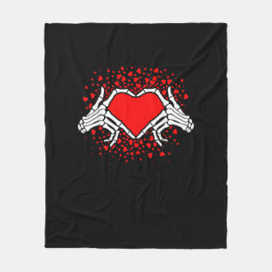 Funny Skeleton Hand Heart Valentines Day Fleece Blanket