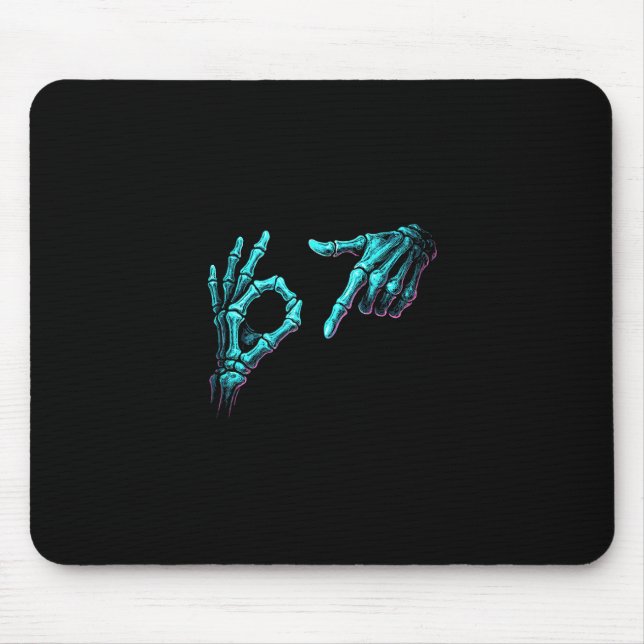 Funny Skeleton Hand Meme 67 Gen Alpha Halloween Si Mouse Pad (Front)