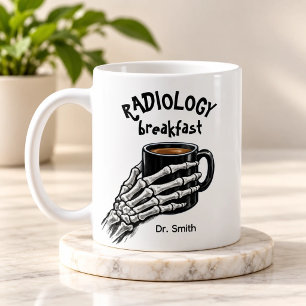 Funny Skeleton Hand Radiology Breakfast Custom Coffee Mug