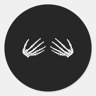 Funny Skeleton Hands Halloween 2019 Ladies T  Classic Round Sticker