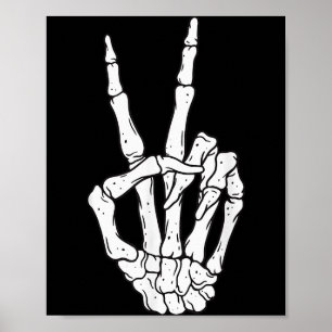 Funny Skeleton Hands Peace Sign Love Halloween Cos