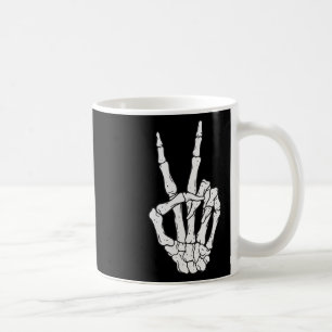 Funny Skeleton Hands Peace Sign Love Halloween Cos Coffee Mug