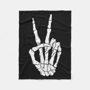 Funny Skeleton Hands Peace Sign Love Halloween Cos Fleece Blanket