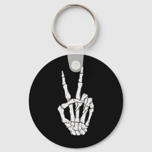 Funny Skeleton Hands Peace Sign Love Halloween Cos Key Ring