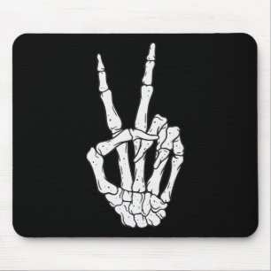 Funny Skeleton Hands Peace Sign Love Halloween Cos Mouse Pad