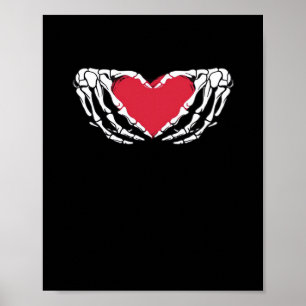 Funny Skeleton Heart Hands Classic Look Poster