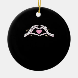 Funny Skeleton Heart Hands Creative Vibe Ceramic Ornament