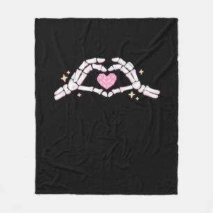 Funny Skeleton Heart Hands Creative Vibe Fleece Blanket