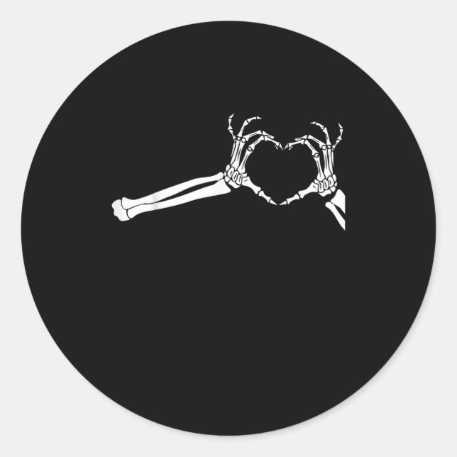 Funny Skeleton Heart Hands. Halloween Costume Skel Classic Round Sticker (Front)