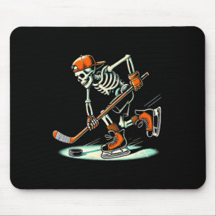 Funny Skeleton Hockey Halloween For Ice Hockey Lov Mouse Pad