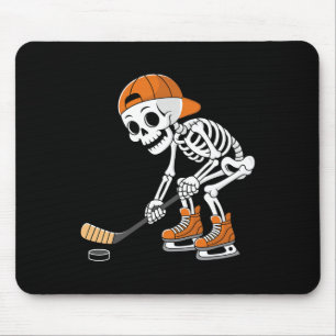Funny Skeleton Hockey Player Cool Ice Skating Mouse Pad