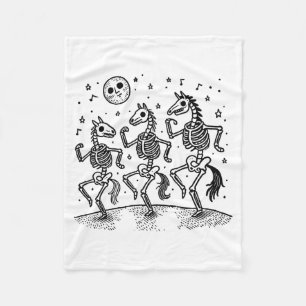 Funny Skeleton Horse Dancing Halloween Horse Lover Fleece Blanket