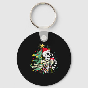 Funny Skeleton Hot Cocoa Sorta Merry Sorta Y Soky Key Ring