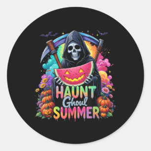 Funny Skeleton Ice Cream Hot Ghoul Summer Summerwe Classic Round Sticker