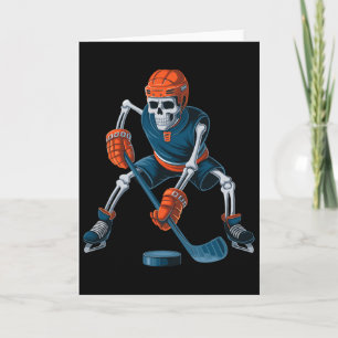 Funny Skeleton Ice Hockey Halloween _1 Card