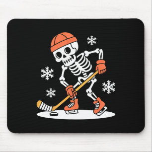 Funny Skeleton Ice Hockey Halloween (1) Mouse Pad