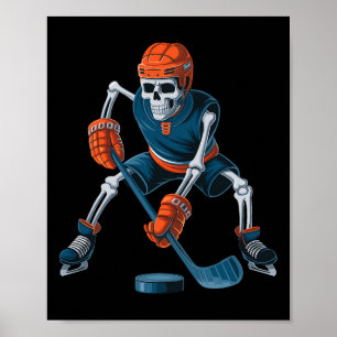 Funny Skeleton Ice Hockey Halloween _1  Poster